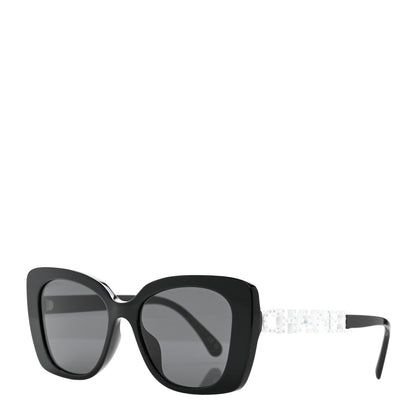 Chanel Acetate Strass Square Sunglasses 5422-B-A Black White 1 of 8