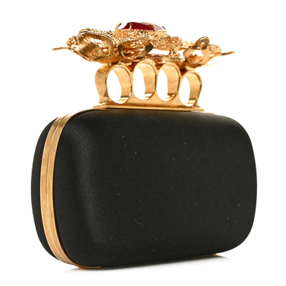 Alexander McQueen Satin Salamander Knuckle Box Clutch Black 2 of 11