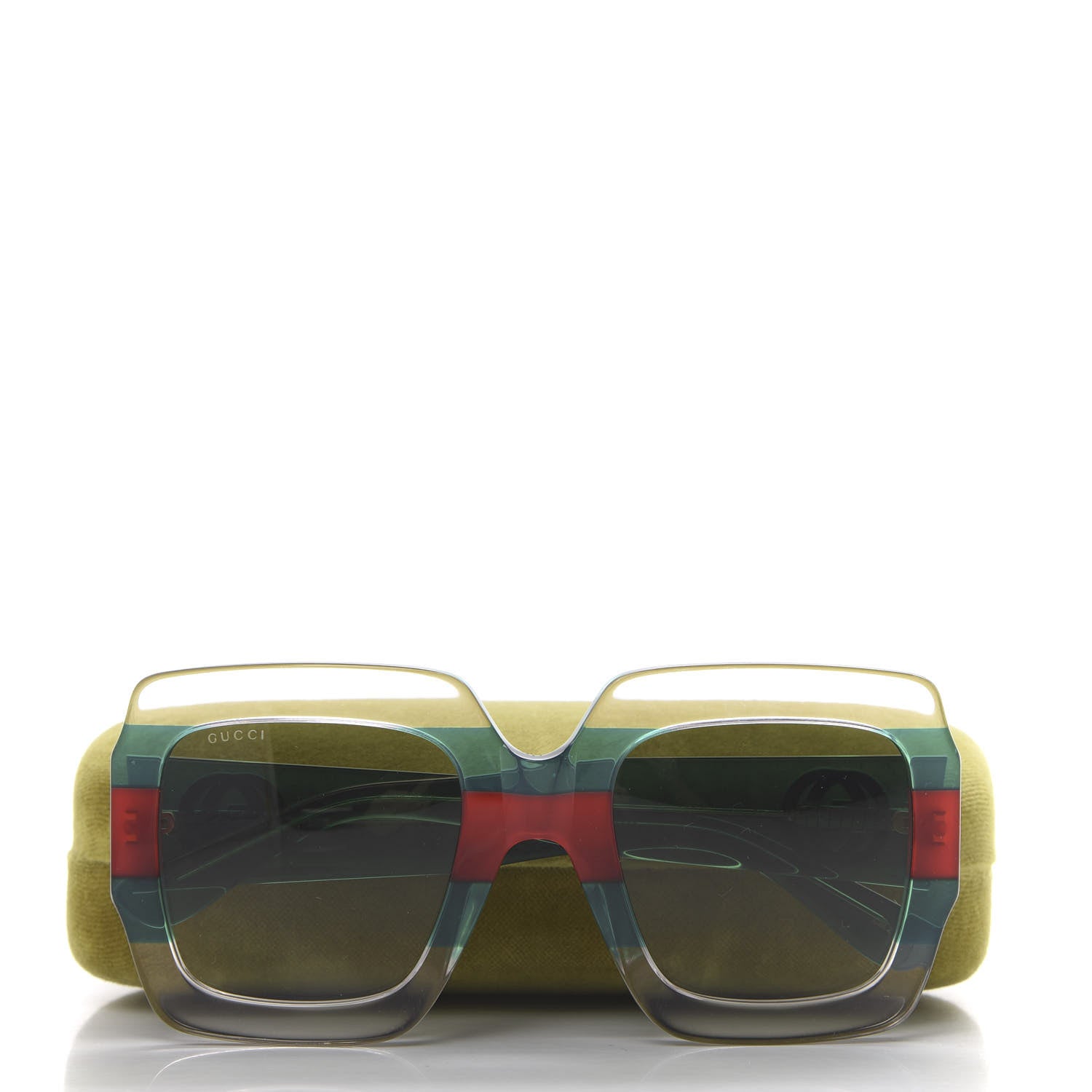 Gucci Square Web Frame GG0178S Sunglasses Green Red 8 of 8