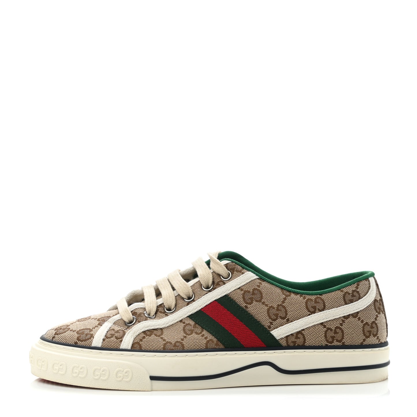GG Monogram Web Womens 1977 Tennis Sneakers 39 Beige Ebony Mystic White