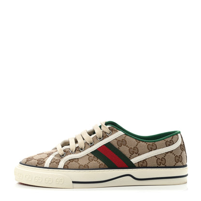Gucci GG Monogram Web Womens 1977 Tennis Sneakers 39 Beige Ebony Mystic White 1 of 7
