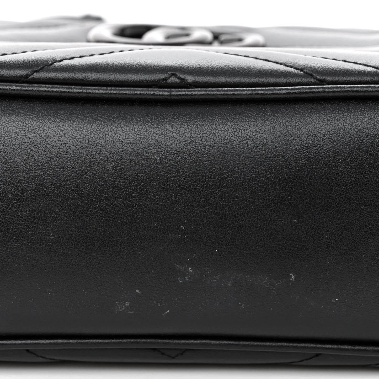 Calfskin Matelasse Monochrome Small GG Marmont Chain Shoulder Bag Black