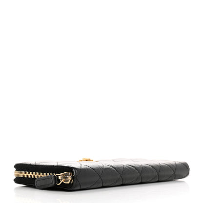Chanel Aged Calfskin Quilted Reissue Large Gusset Zip Around Wallet Black 4 of 13