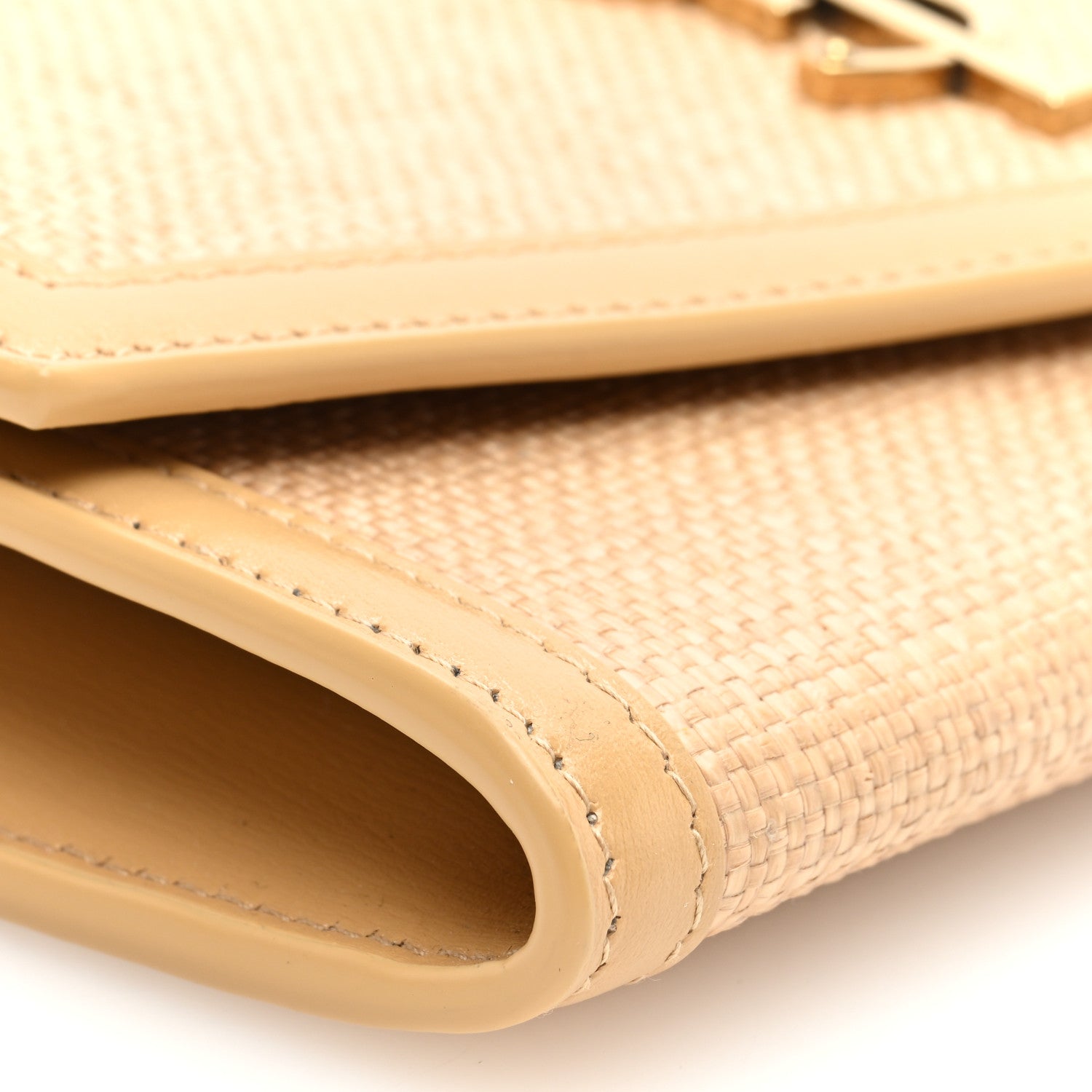 Saint Laurent Micro Raffia Monogram Uptown Chain Wallet Natural Hay Blush 9 of 11