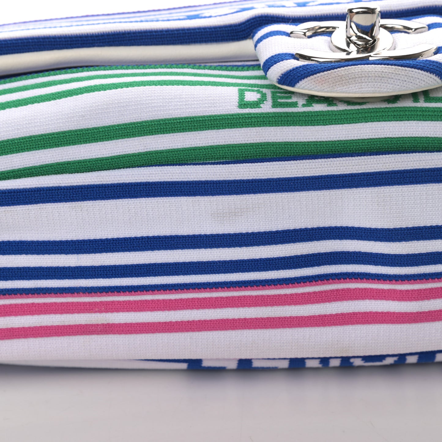 Mixed Fibers Lambskin Venise Biarritz Flap Bag Multicolor White
