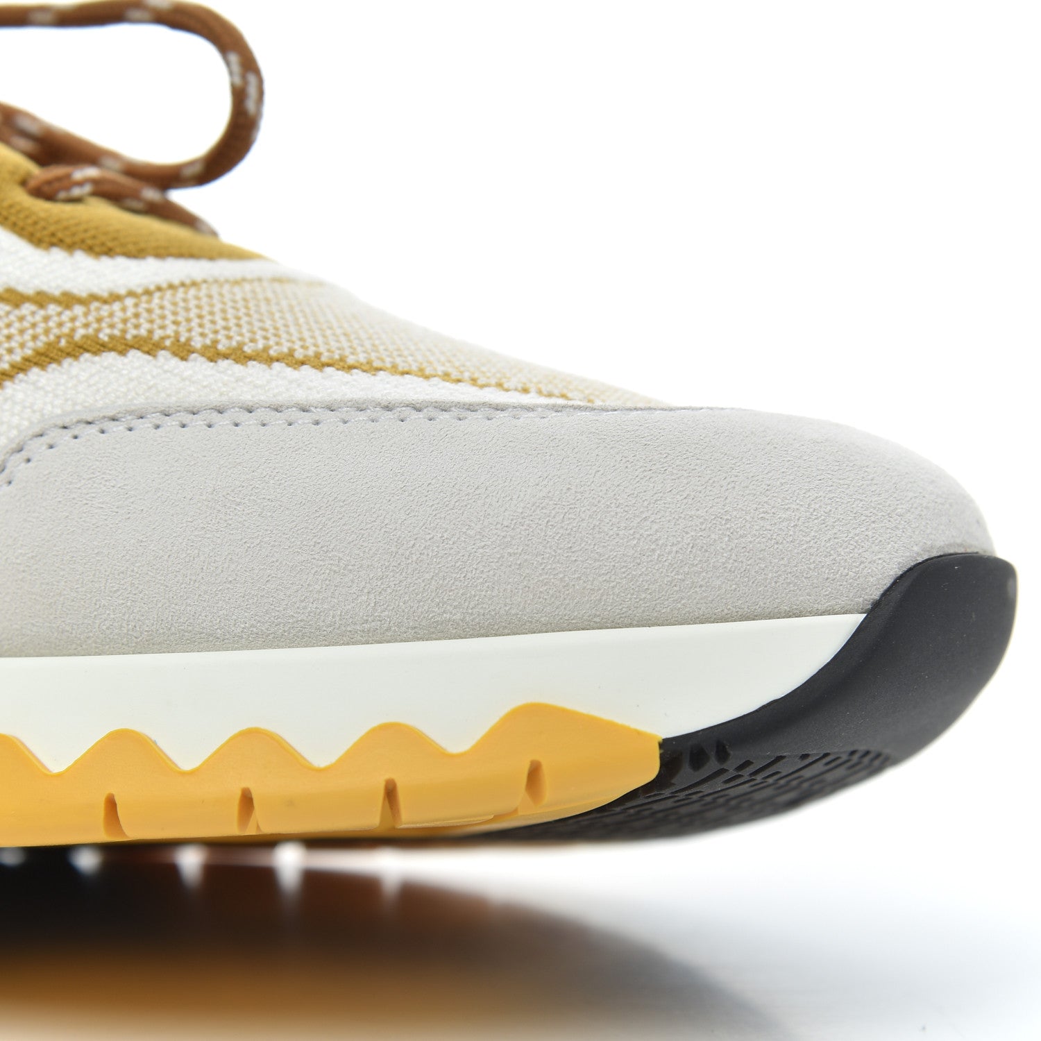 Hermes Knit Goatskin Womens Addict Sneakers 37 Ocre 9 of 13