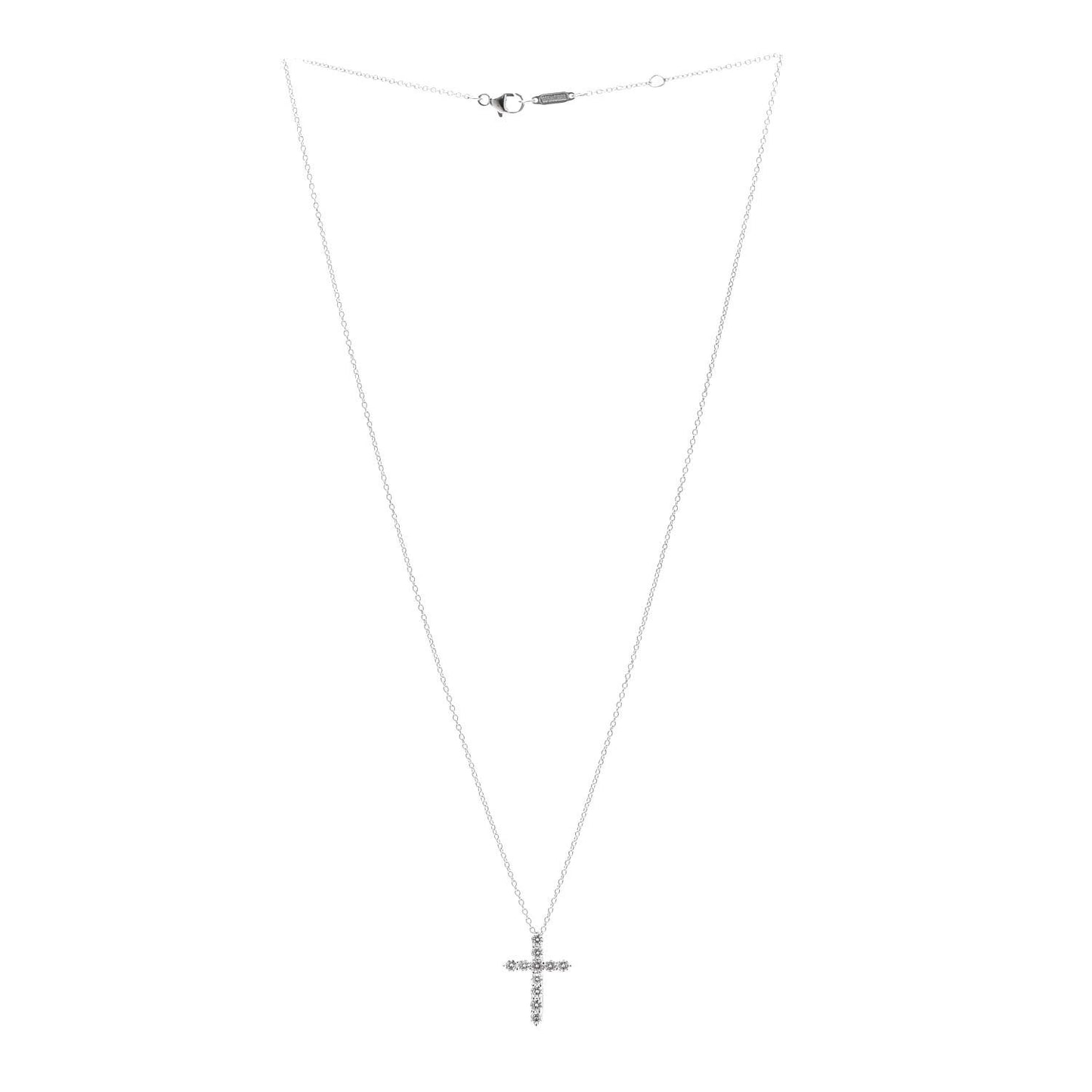 Platinum Diamond Small Cross Pendant Necklace