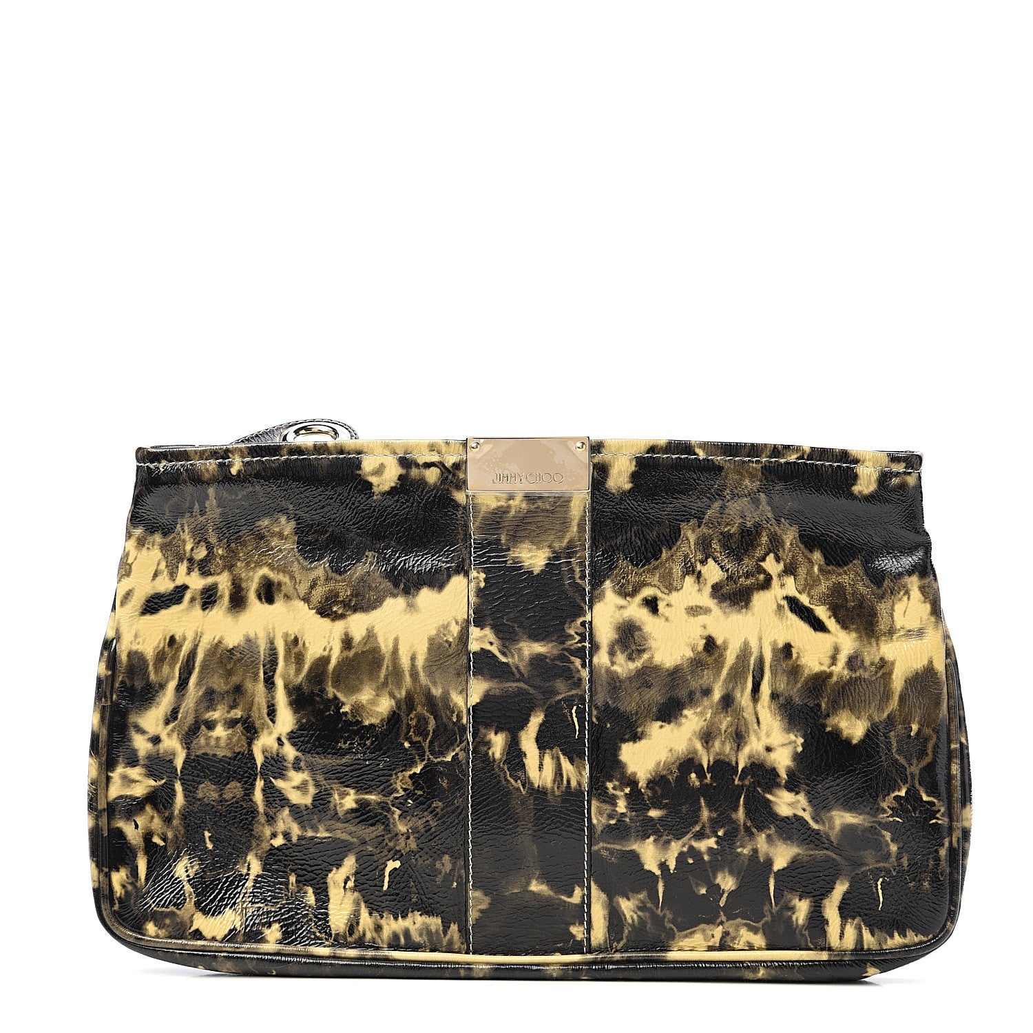 Jimmy Choo Patent Clutch Beige Black 1 of 5