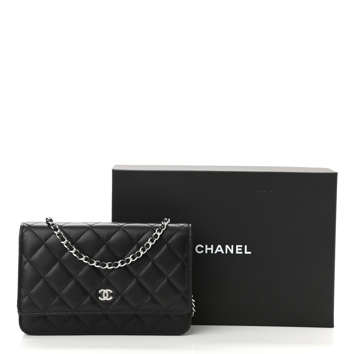 Chanel Lambskin Quilted Wallet On Chain WOC Black 12 of 12