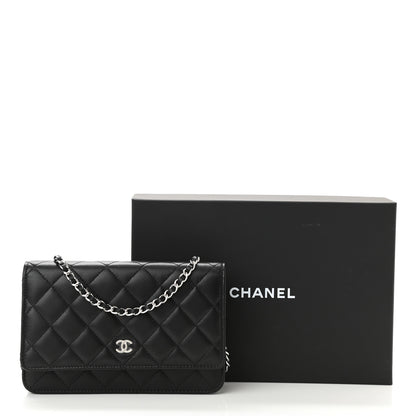 Chanel Lambskin Quilted Wallet On Chain WOC Black 12 of 12
