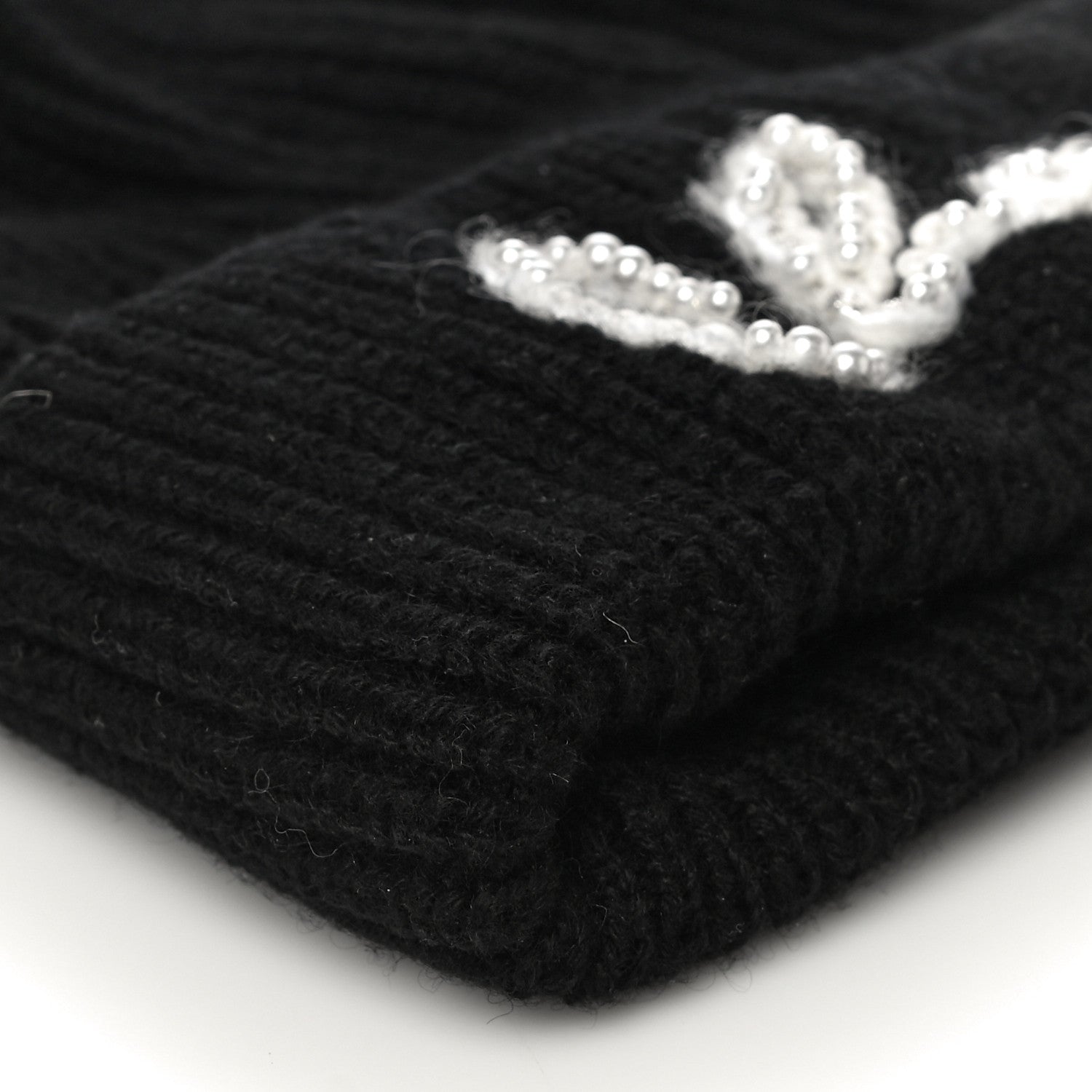 Chanel Cashmere Logo Beanie Hat Black White 6 of 7