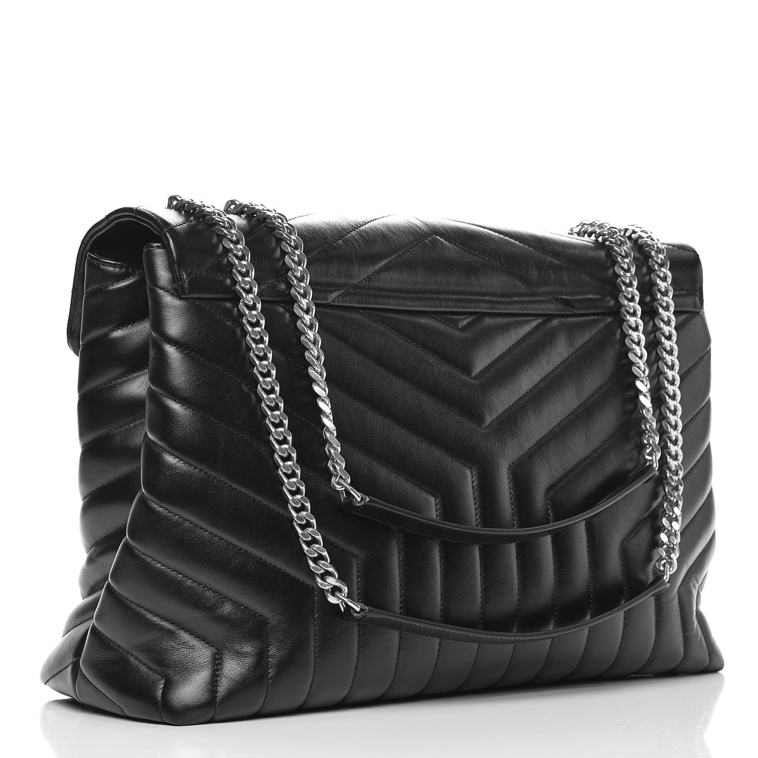 Saint Laurent Calfskin Y Quilted Monogram Large Loulou Chain Satchel Black 4 of 11