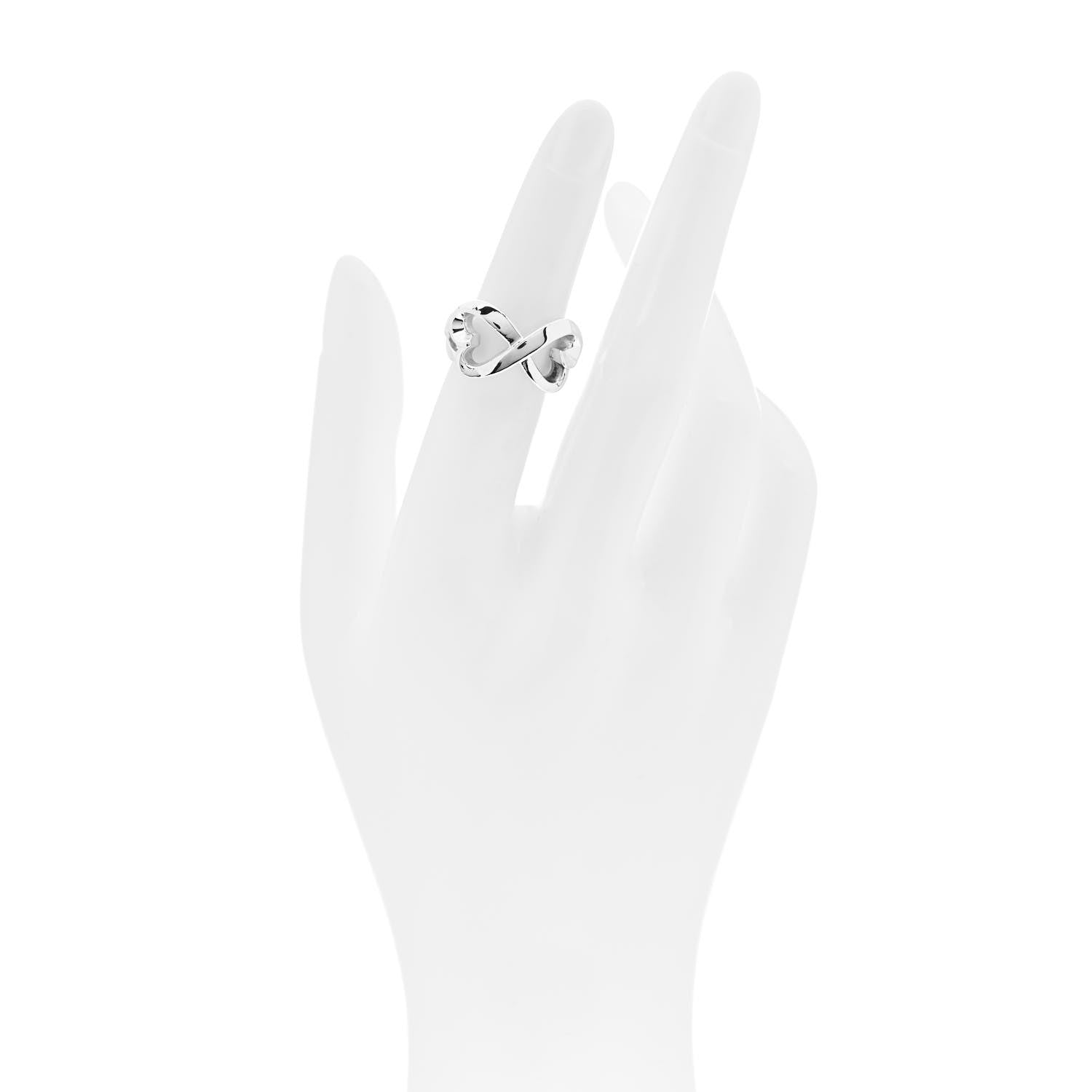 Tiffany Sterling Silver Paloma Picasso Double Loving Heart Ring 49 5 2 of 5