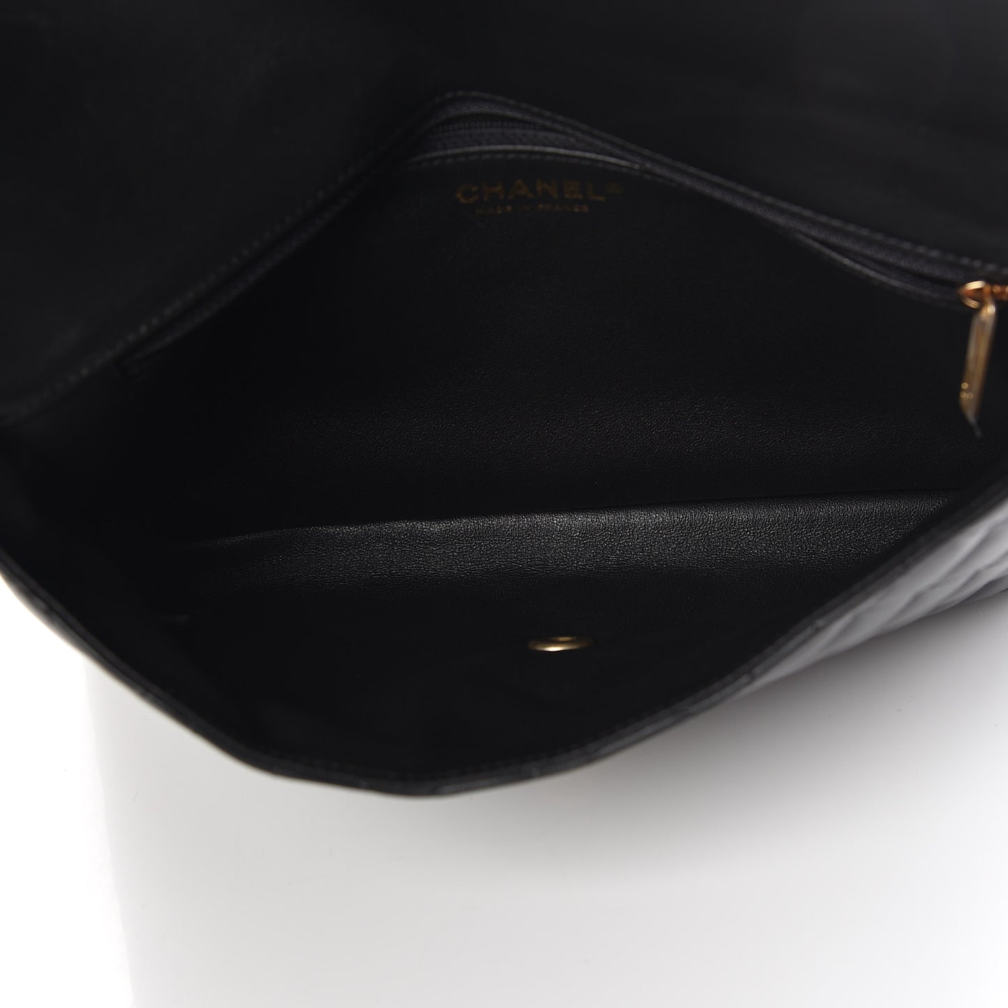 Lambskin Quilted Flap Clutch Black