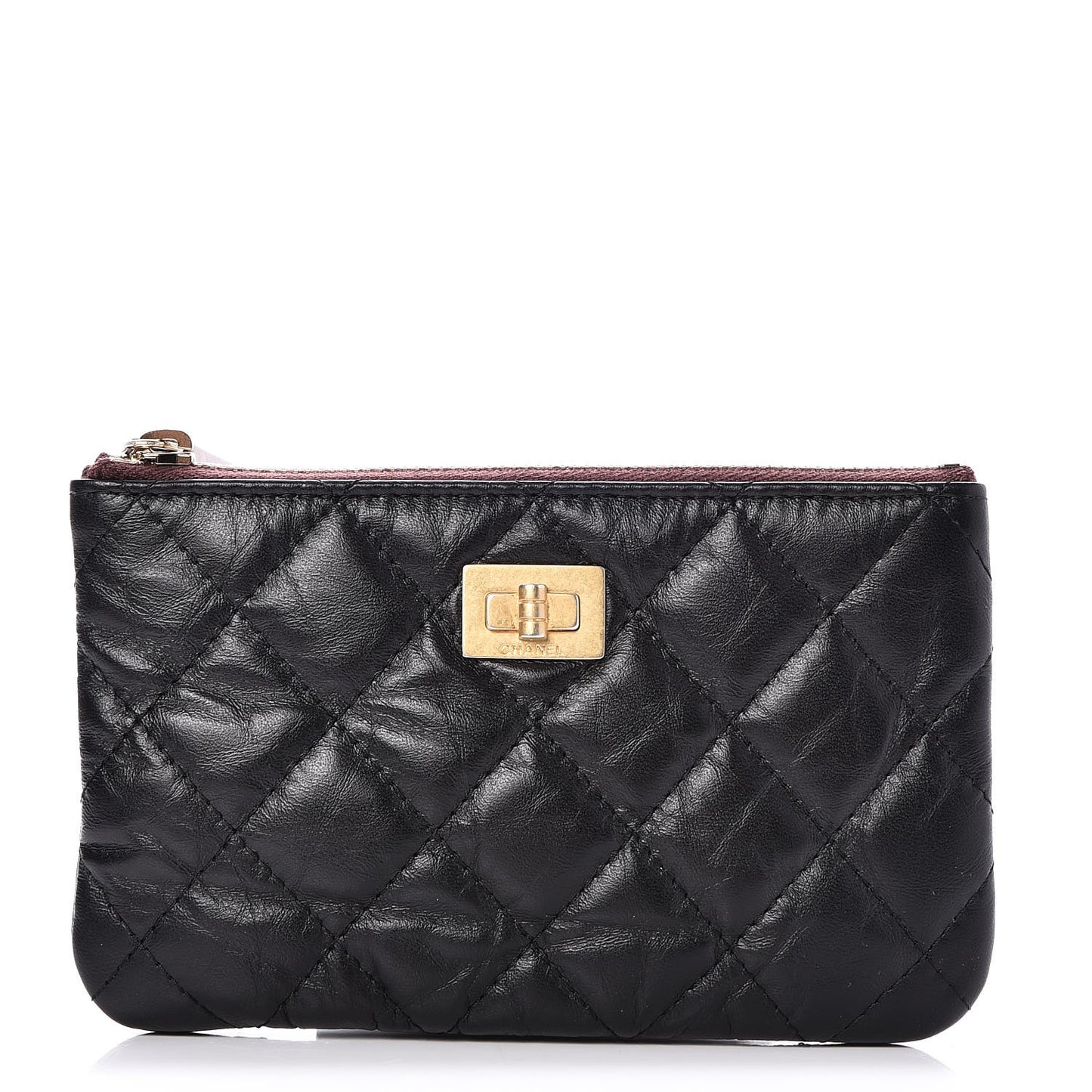 Aged Calfskin Quilted Small Reissue Cosmetic Case Black