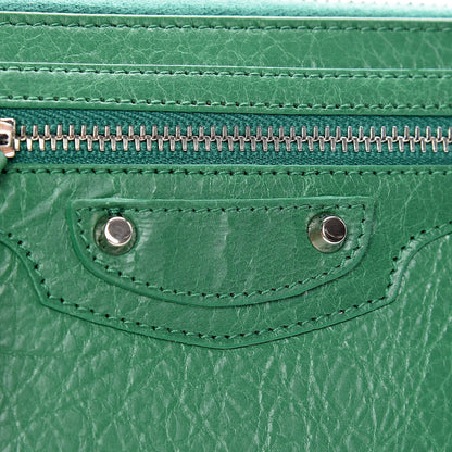 Balenciaga Agneau Classic Silver Hardware Continental Zip Around Wallet Emeraud 9 of 11