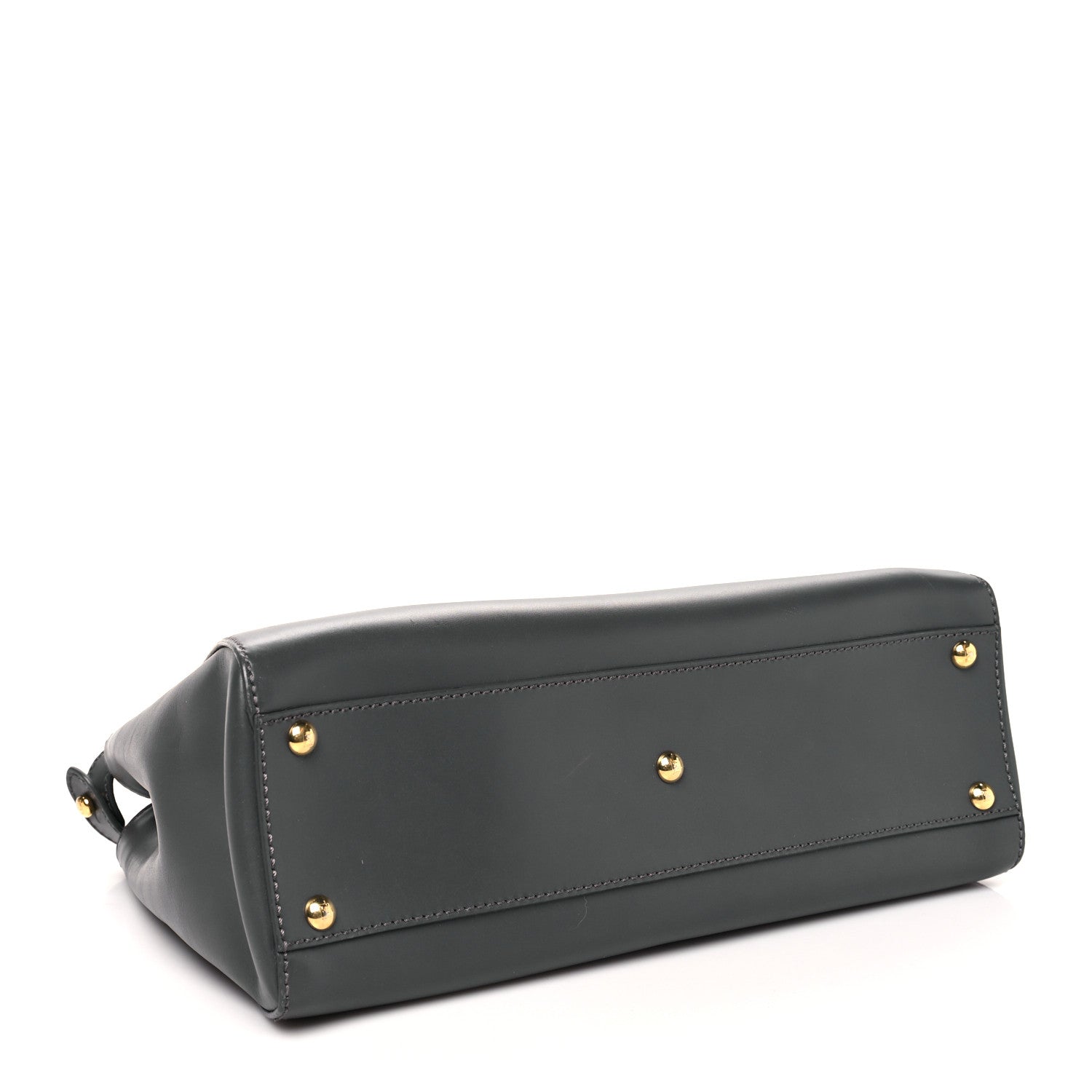Fendi Vitello Morgan Shiny Nappa Medium Peekaboo Iconic Satchel Piombo Lime 3 of 8