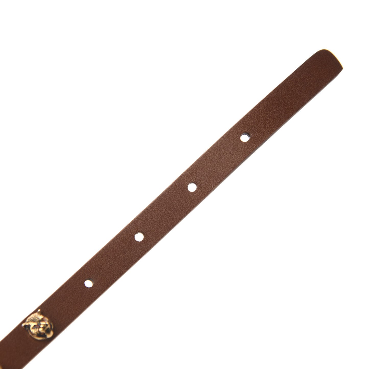 Calfskin Feline Head Studded Choker Brown