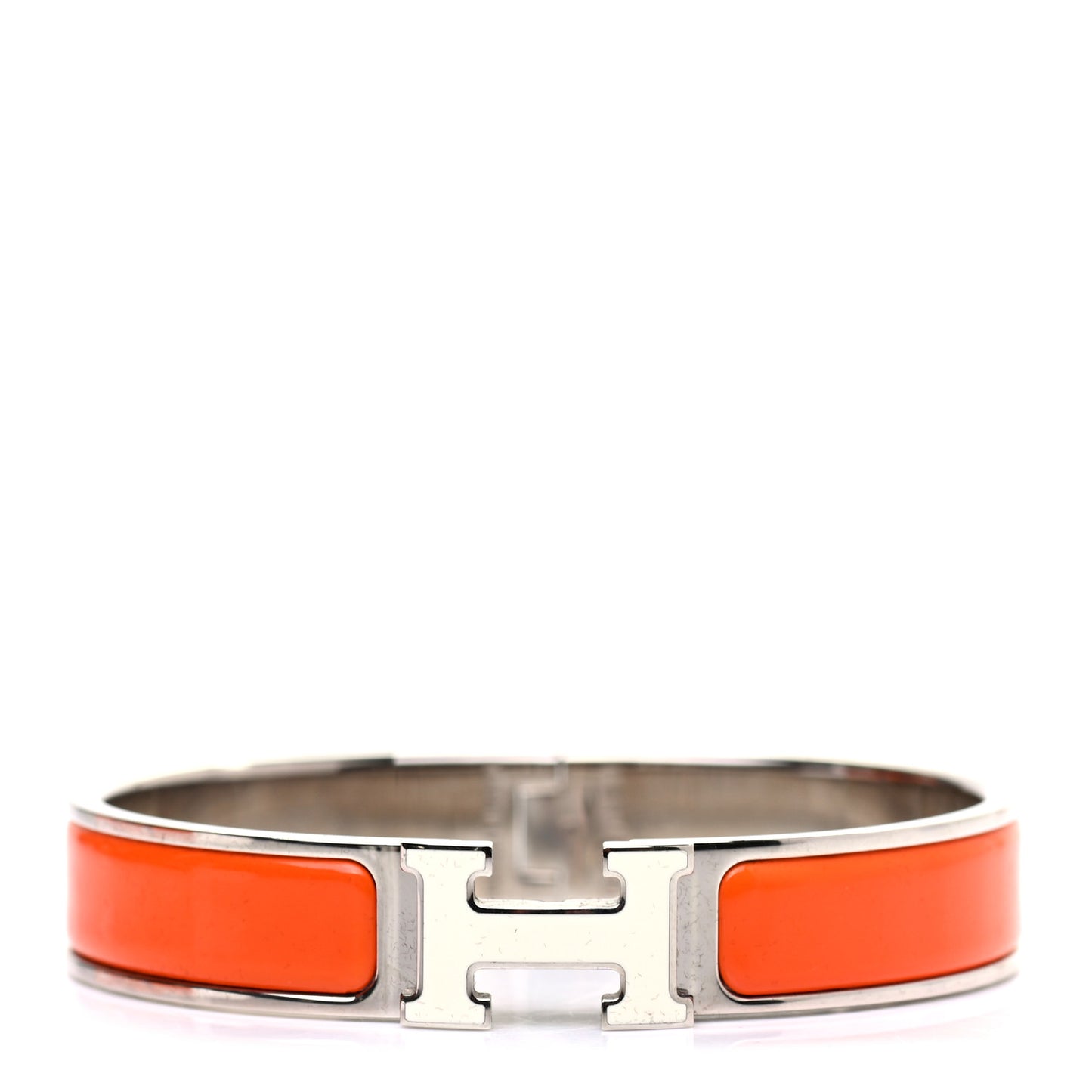 Enamel Narrow Clic Clac H Bracelet GM Orange White