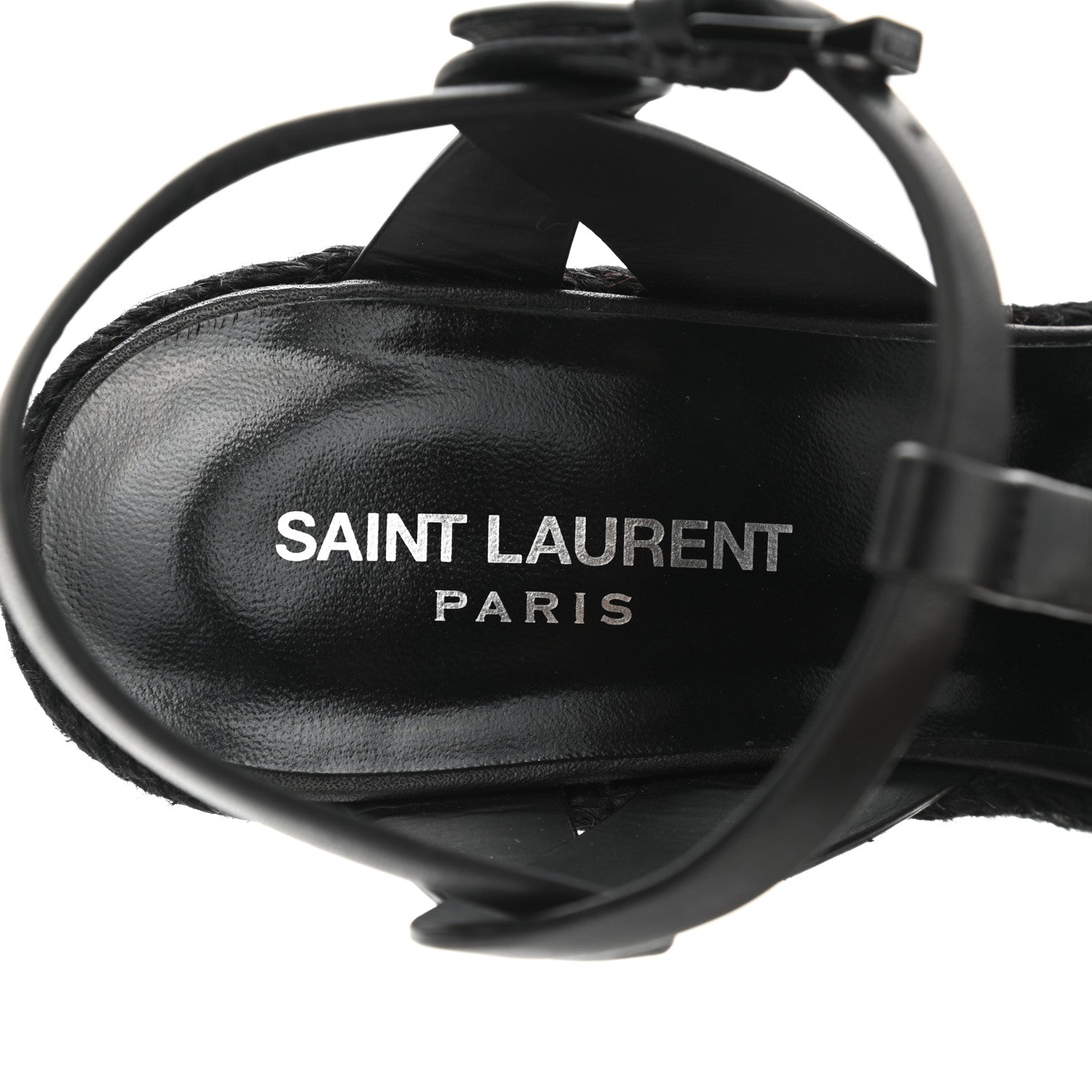 Saint Laurent Calfskin Tribute 95 Platform Espadrille Wedge Sandals 39 Black 6 of 8