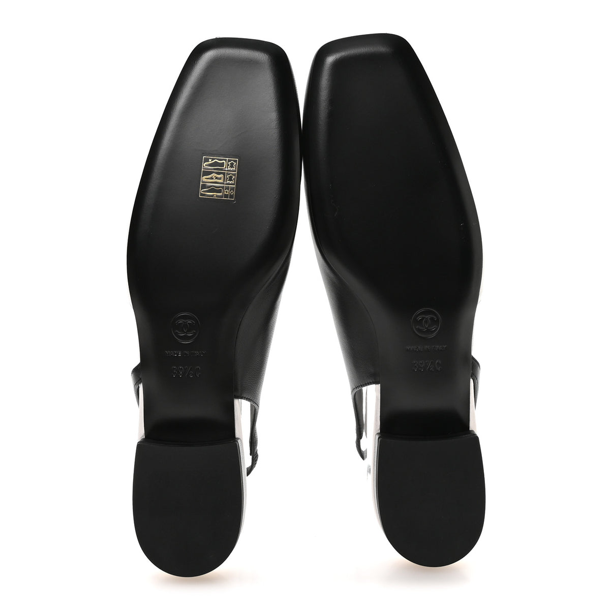 Lambskin CC Two Tone Slingback Flats  39.5 Black White