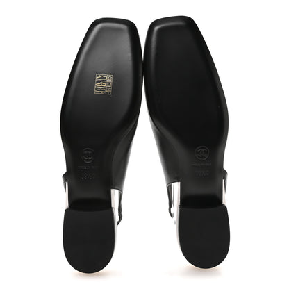 Chanel Lambskin CC Two Tone Slingback Flats  39.5 Black White 6 of 9