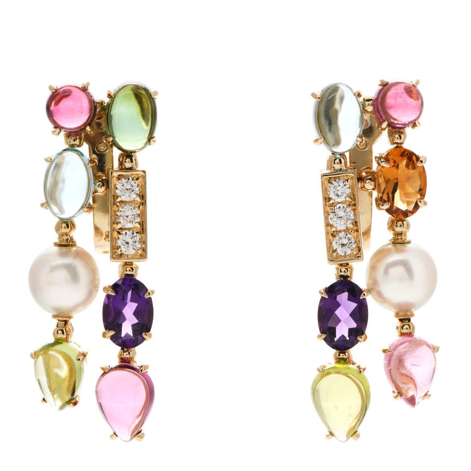 Bulgari 18K Yellow Gold Multi Gemstone Allegra Earrings 1 of 5