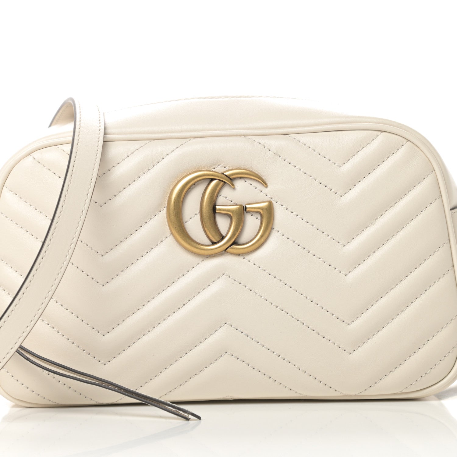 Gucci Calfskin Matelasse Small GG Marmont Chain Shoulder Bag White 8 of 12