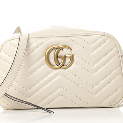 Gucci Calfskin Matelasse Small GG Marmont Chain Shoulder Bag White 8 of 12