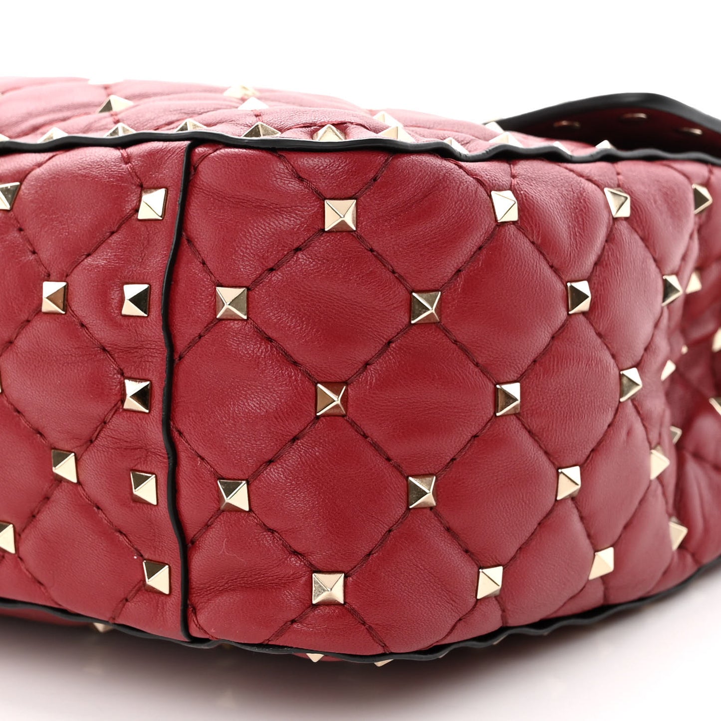 Lambskin Large Rockstud Spike Shoulder Bag Red
