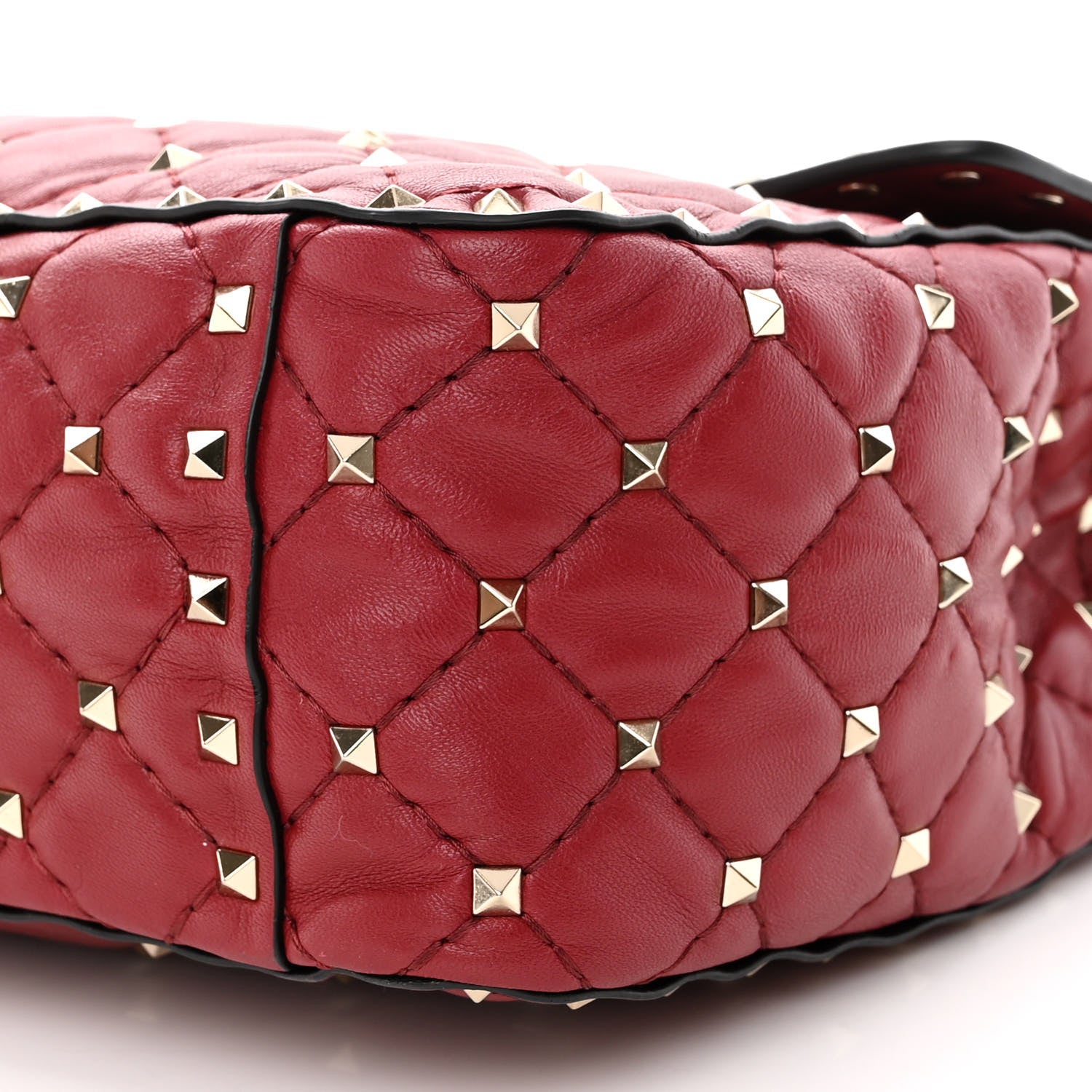 Valentino Garavani Lambskin Large Rockstud Spike Shoulder Bag Red 9 of 15