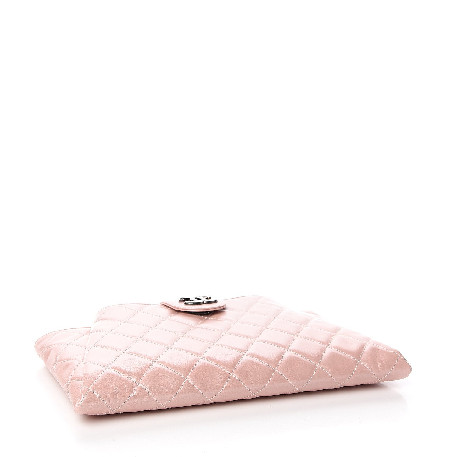Chanel Glazed Calfskin Quilted Coco Pleats Clutch Light Pink 3 of 11