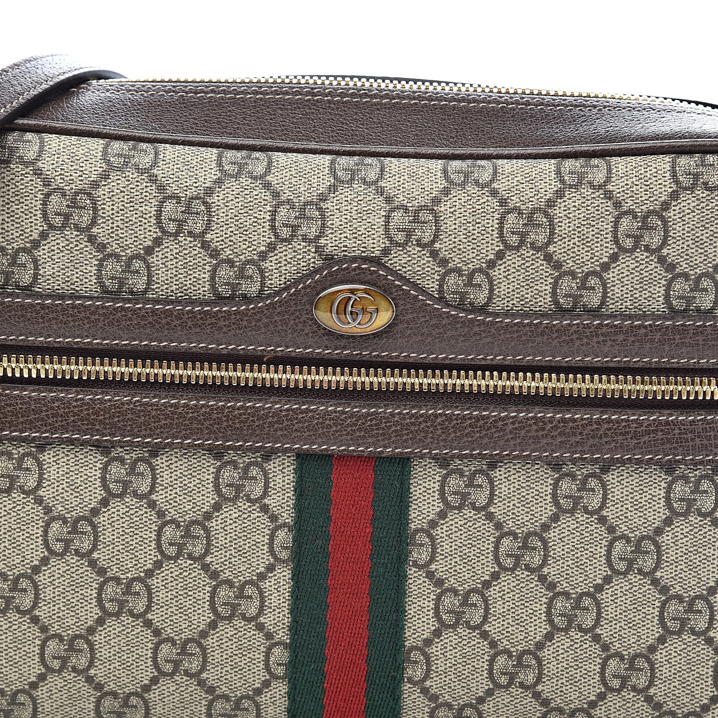 GG Supreme Monogram Web Small Ophidia Shoulder Bag Brown