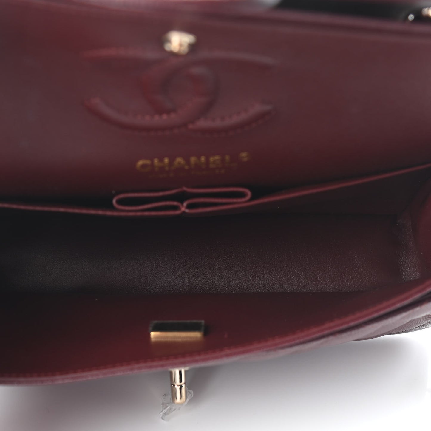 Caviar Quilted Small Double Flap Burgundy