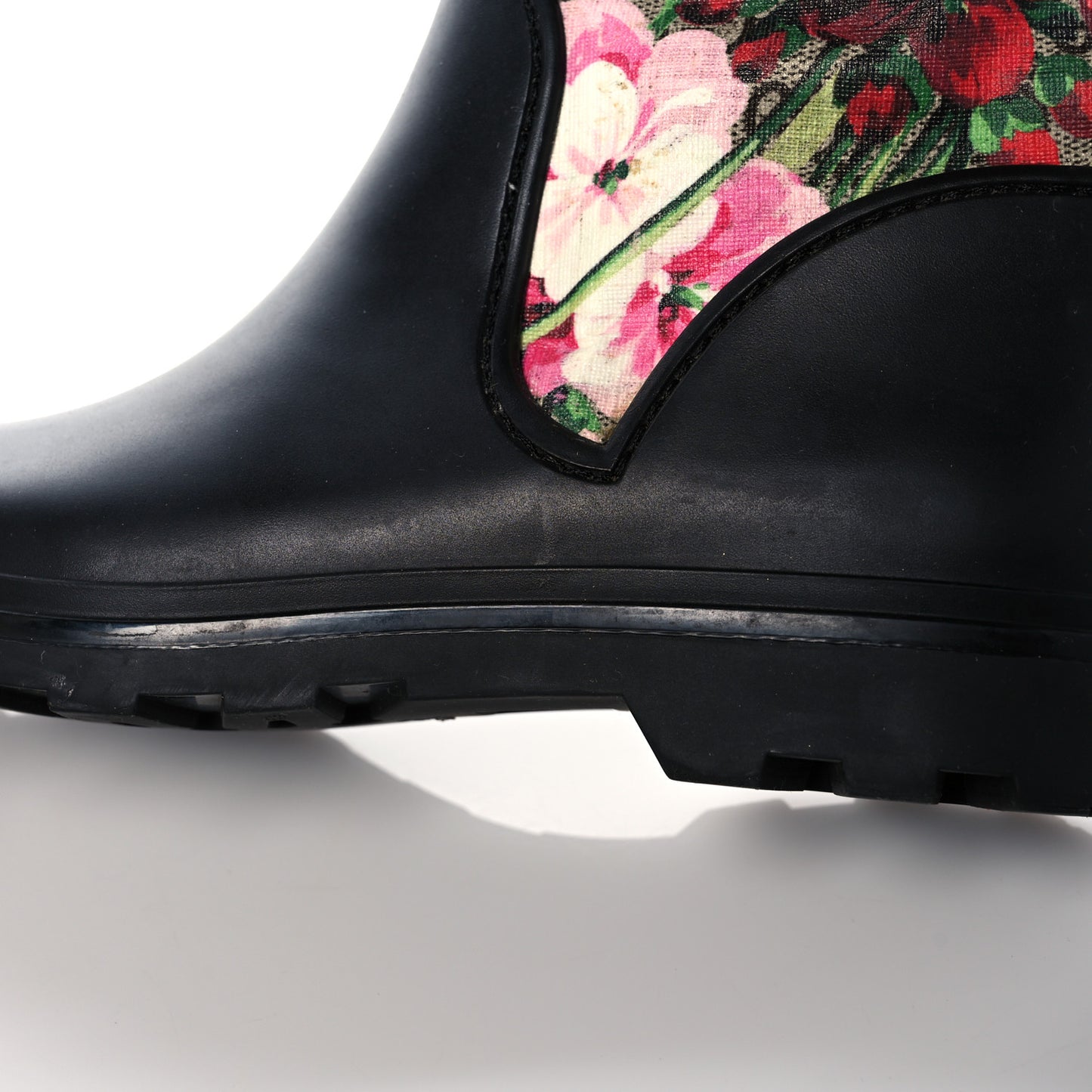 GG Supreme Monogram Blooms Flat Rubber Boots 37 Beige Multicolor