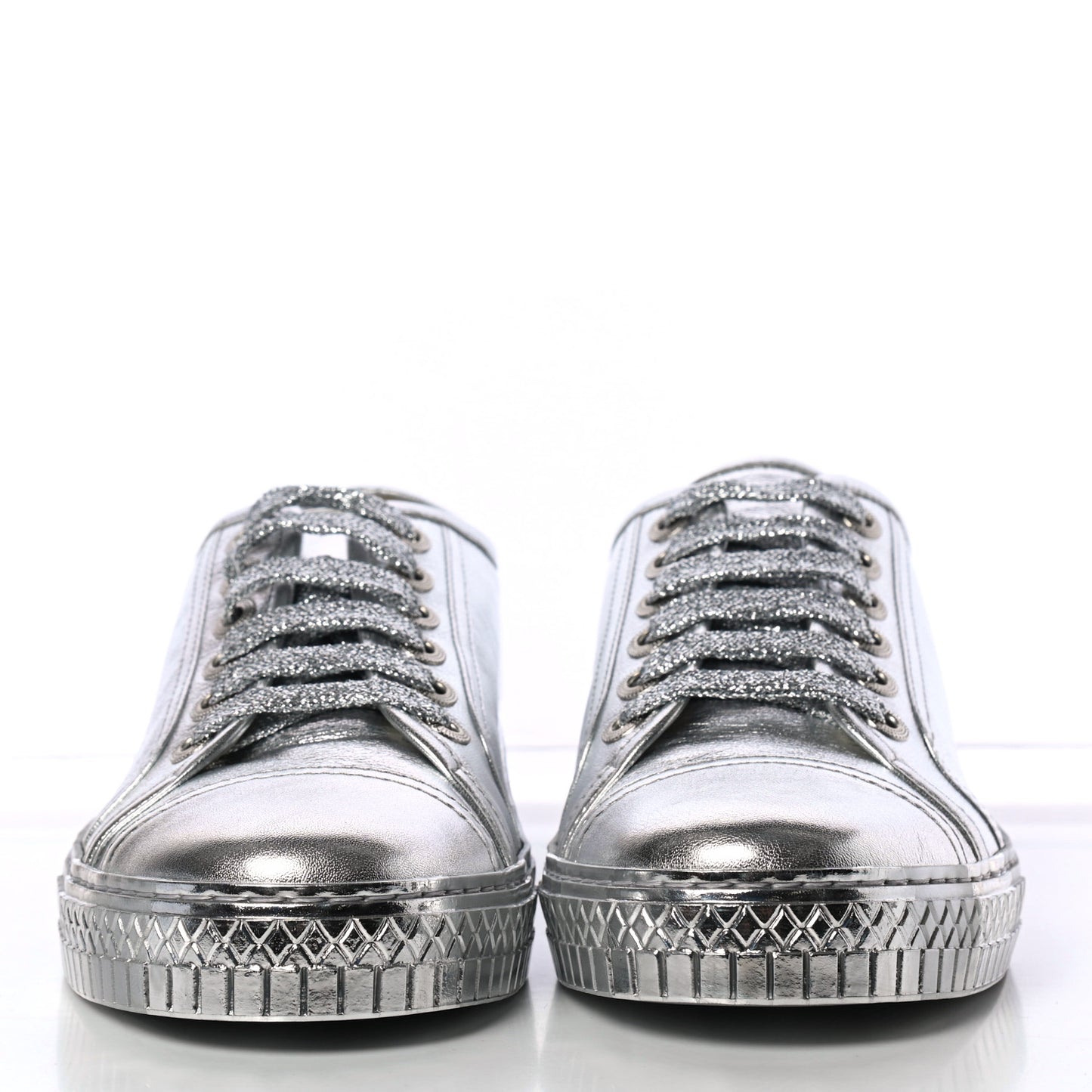 Laminated Lambskin Sneakers 39 Silver