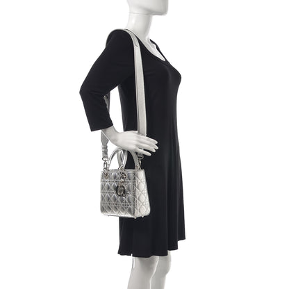 Christian Dior Metallic Grained Calfskin Cannage Small Lucky Badges My Lady Dior Silver 2 of 10