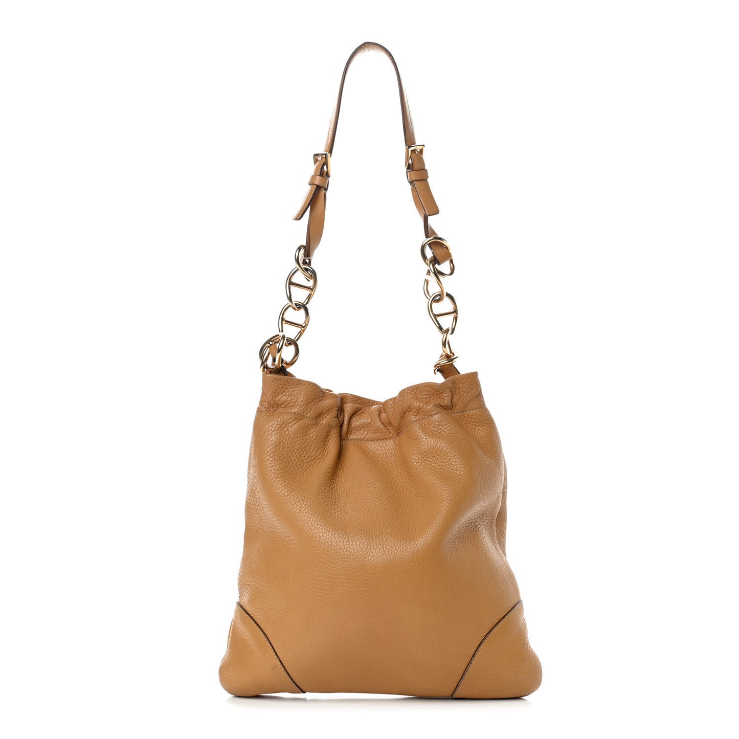 Vitello Daino Chain Shoulder Bag Cuoio