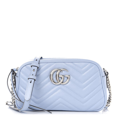 Gucci Calfskin Matelasse Small GG Marmont Chain Shoulder Bag Porcelain Light Blue 1 of 11