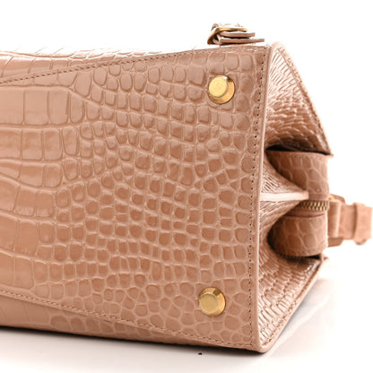 Balenciaga Shiny Supple Calfskin Crocodile Embossed Neo Classic Gold Hardware City Nude Beige 9 of 9