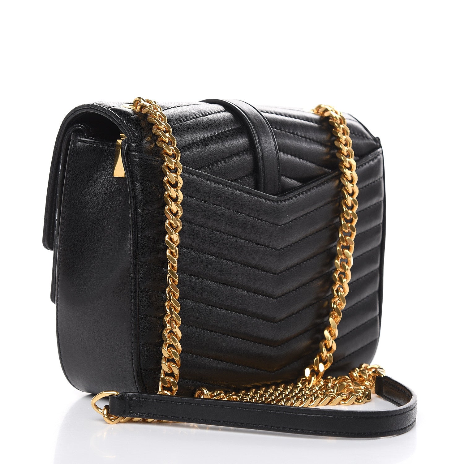 Saint Laurent Lambskin Matelasse Chevron Monogram Small Sulpice Bag Black 3 of 12