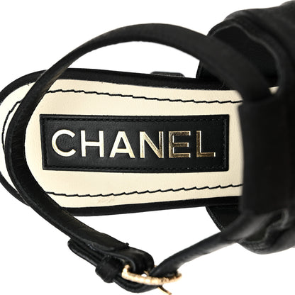 Chanel Satin Crystal Square CC Sandals 36 Black 7 of 9