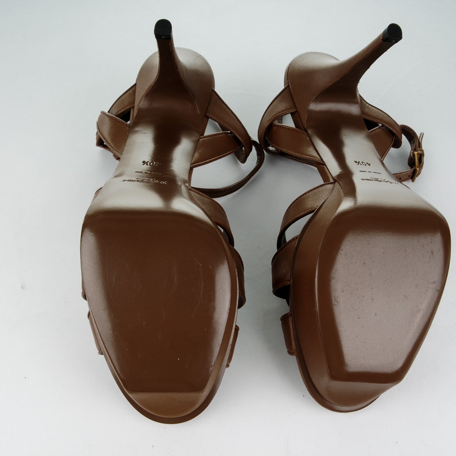 Saint Laurent Nappa Tribute 75 Platform Sandals 40.5 Tobacco 5 of 7