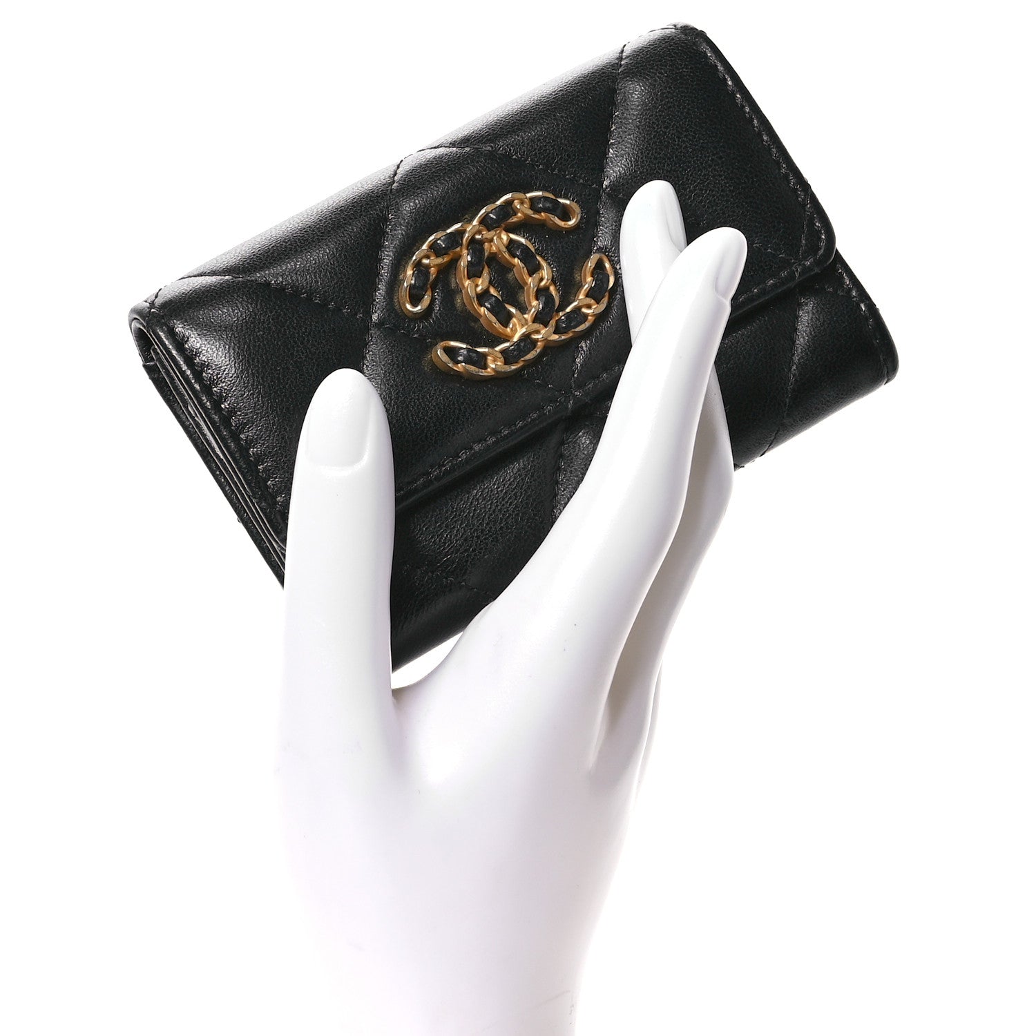 Chanel Lambskin Quilted Chanel 19 Flap Card Holder Black 2 of 9