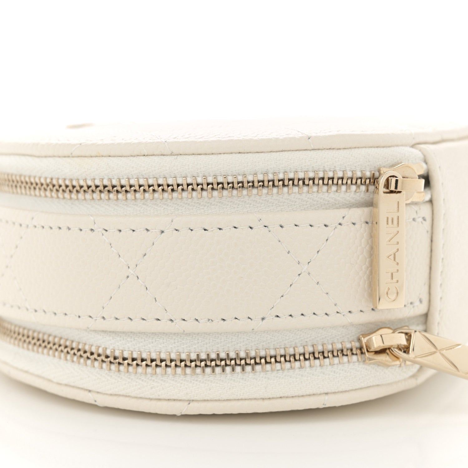 Chanel Caviar Quilted Round Handle With Care Vanity With Chain White 10 of 12