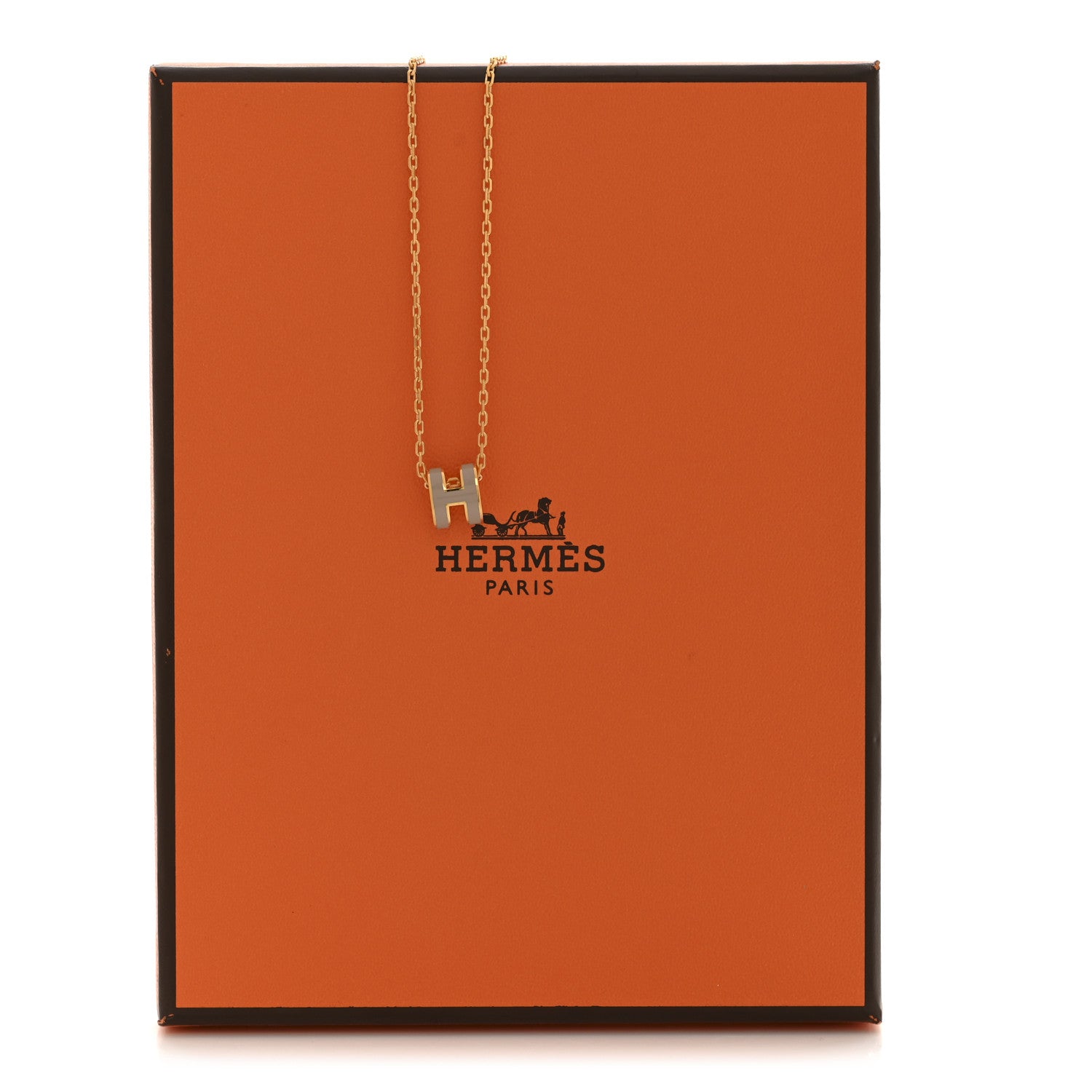 Hermes Lacquered Gold Mini Pop H Pendant Necklace Marron Glace 8 of 8