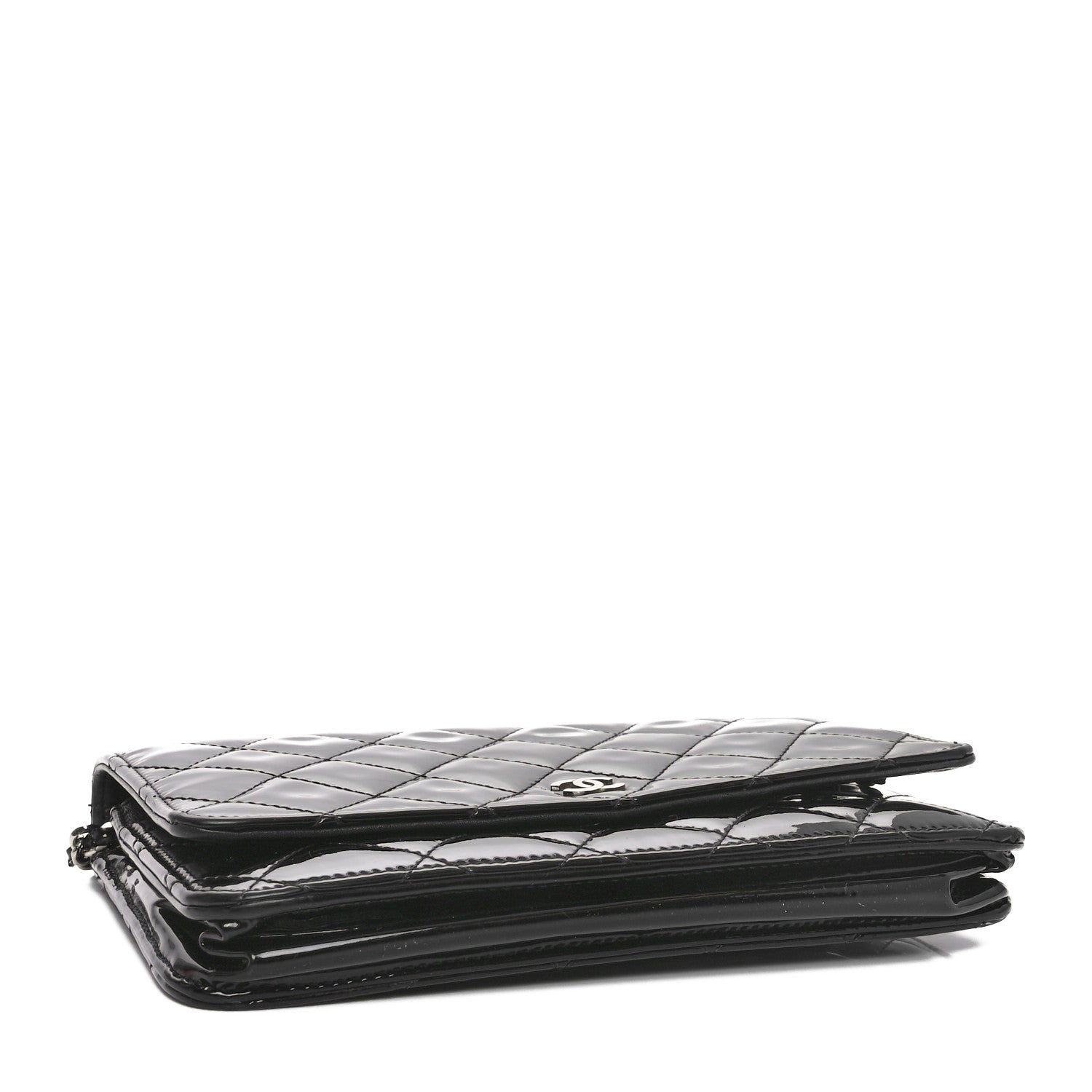 Chanel Patent Quilted Wallet On Chain WOC Black 4 of 13