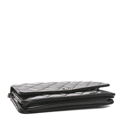 Chanel Patent Quilted Wallet On Chain WOC Black 4 of 13
