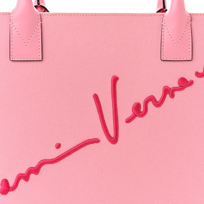 Versace Canvas Suppler Calfskin Cabas GV Signature Tote Pink 7 of 12