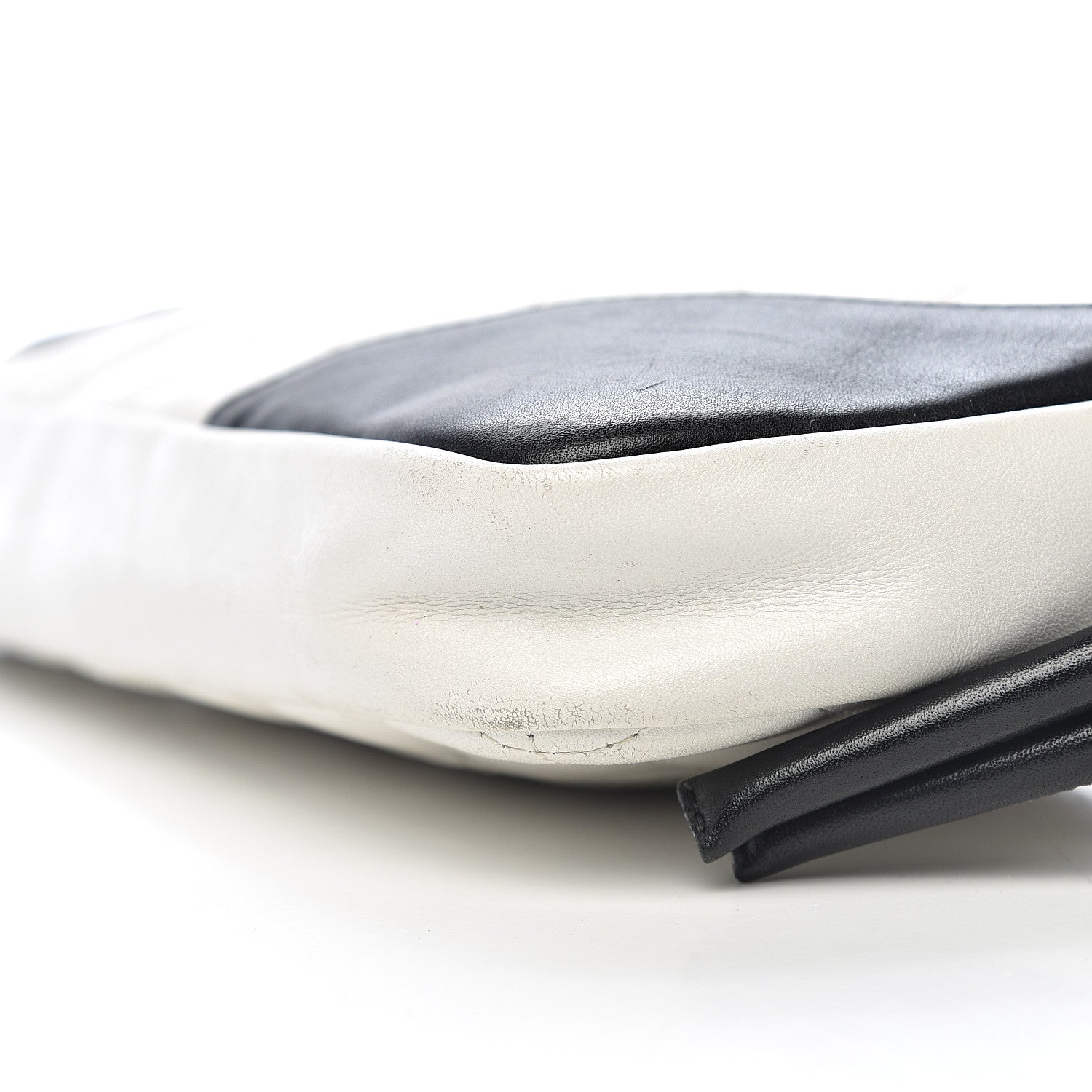 Chanel Calfskin Quilted Cambon Pochette White Black 12 of 13